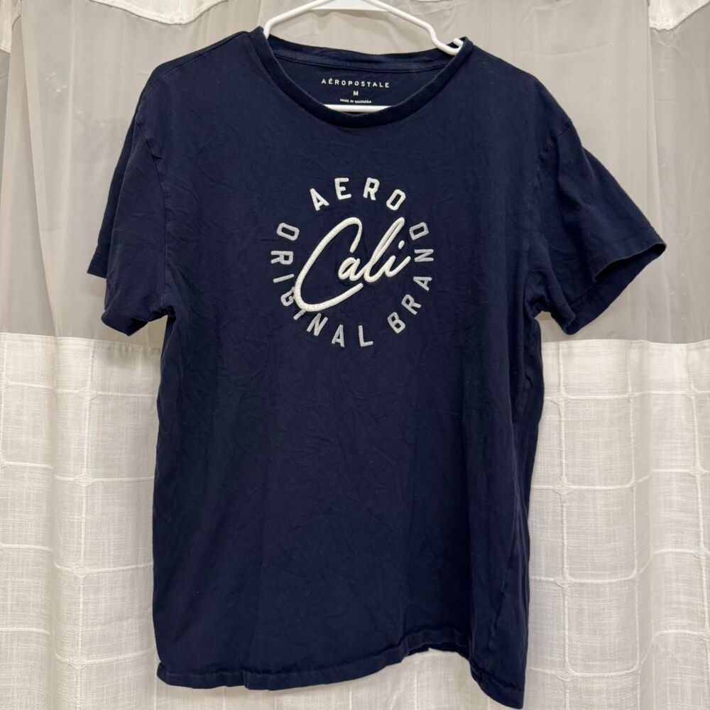 Aeropostale Navy Logo Tee M Casual Graphic T-Shirt Streetwear Cotton Top
